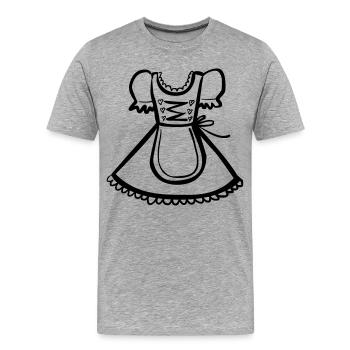 Dirndl – Schwarz-Weiß-Zeichnung – einfärbbar - Männer Premium Bio T-Shirt - Grau meliert - Vorne - Damien (186cm)