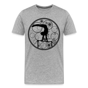 Turner | Gymnastics on high bar parallel bars - Men's Premium Organic T-Shirt - heather grey - Front - Damien (186cm)
