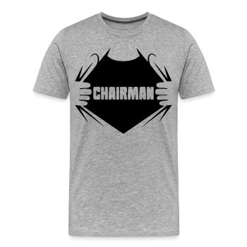 Vorsitzender. Der Rollstuhlfahrer hat das Sagen # - Männer Premium Bio T-Shirt - Grau meliert - Vorne - Damien (186cm)