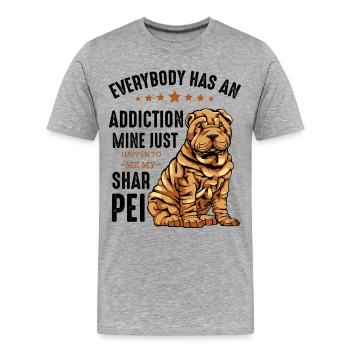 Bulldogge mit Sternen und Text Shar Pei - Männer Premium Bio T-Shirt - Grau meliert - Vorne - Damien (186cm)