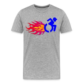 Rollstuhlfahrer mit Flammen # - Männer Premium Bio T-Shirt - Grau meliert - Vorne - Damien (186cm)