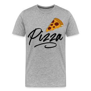 La pizza - T-shirt bio Premium Homme - gris chiné - Devant - Damien (186cm)