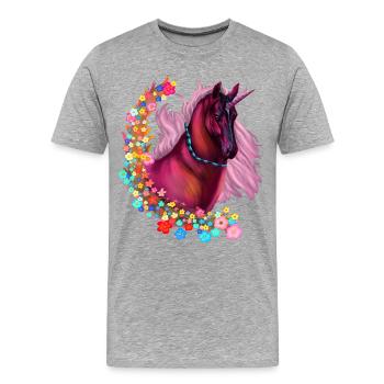 Rosa Einhorn - Männer Premium Bio T-Shirt - Grau meliert - Vorne - Damien (186cm)