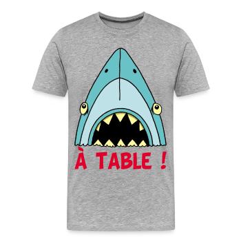 Hungriger Hai! - Männer Premium Bio T-Shirt - Grau meliert - Vorne - Damien (186cm)