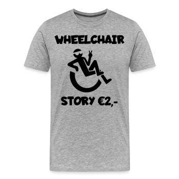 Histoire en fauteuil roulant pour seulement 2 euros # - T-shirt bio Premium Homme - gris chiné - Devant - Damien (186cm)