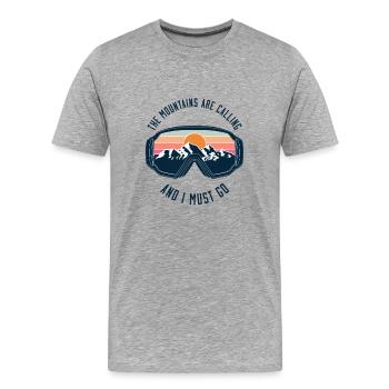 Lunettes de ski Ski de montagne - T-shirt bio Premium Homme - gris chiné - Devant - Damien (186cm)