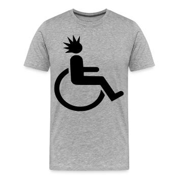 Wheelchair user with punk haircut # - Men's Premium Organic T-Shirt - heather grey - Front - Damien (186cm)