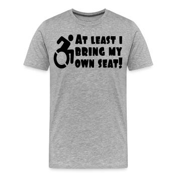 Au moins, j’apporte mon propre fauteuil roulant # - T-shirt bio Premium Homme - gris chiné - Devant - Damien (186cm)