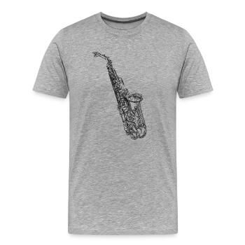 Saxophonist - Männer Premium Bio T-Shirt - Grau meliert - Vorne - Damien (186cm)