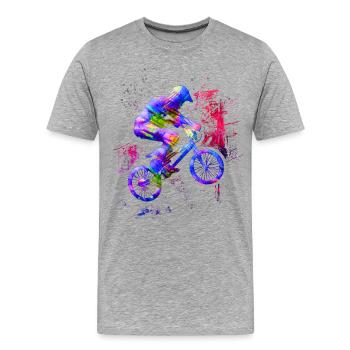 BMX coloré / BMX coloré / BMX Bike - T-shirt bio Premium Homme - gris chiné - Devant - Damien (186cm)