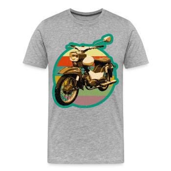 Simmi Star SR4-2 DDR pour cyclomoteur au look rétro utilisé - T-shirt bio Premium Homme - gris chiné - Devant - Damien (186cm)