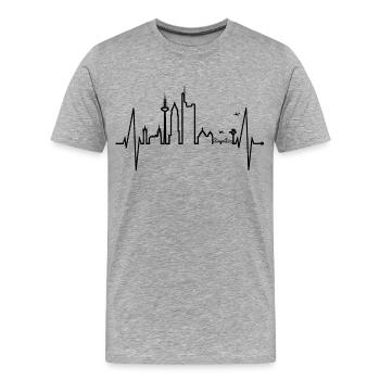 Frankfurt skyline heartbeat fan love heart Hessen - Men's Premium Organic T-Shirt - heather grey - Front - Damien (186cm)