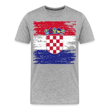 Authentisches kroatisches Flaggenwappen - Männer Premium Bio T-Shirt - Grau meliert - Vorne - Damien (186cm)