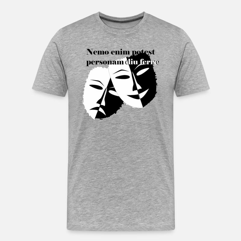 Latein Sprüche Masken Rom Geschenkidee witzig - Männer Premium Bio T-Shirt - Grau meliert
