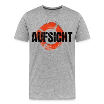 Aufsicht! Rettungsschwimmer - Männer Premium Bio T-Shirt - Grau meliert - Vorne - Damien (186cm)