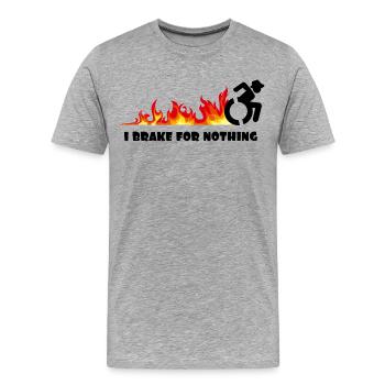 Ich werde mit meinem Rollstuhl für nichts bremsen # - Männer Premium Bio T-Shirt - Grau meliert - Vorne - Damien (186cm)