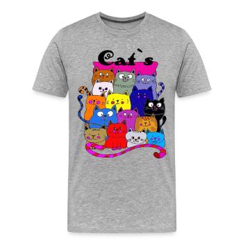 Katzen, Katze, Katzenbande, Mietze Katz, lustig - Männer Premium Bio T-Shirt - Grau meliert - Vorne - Damien (186cm)