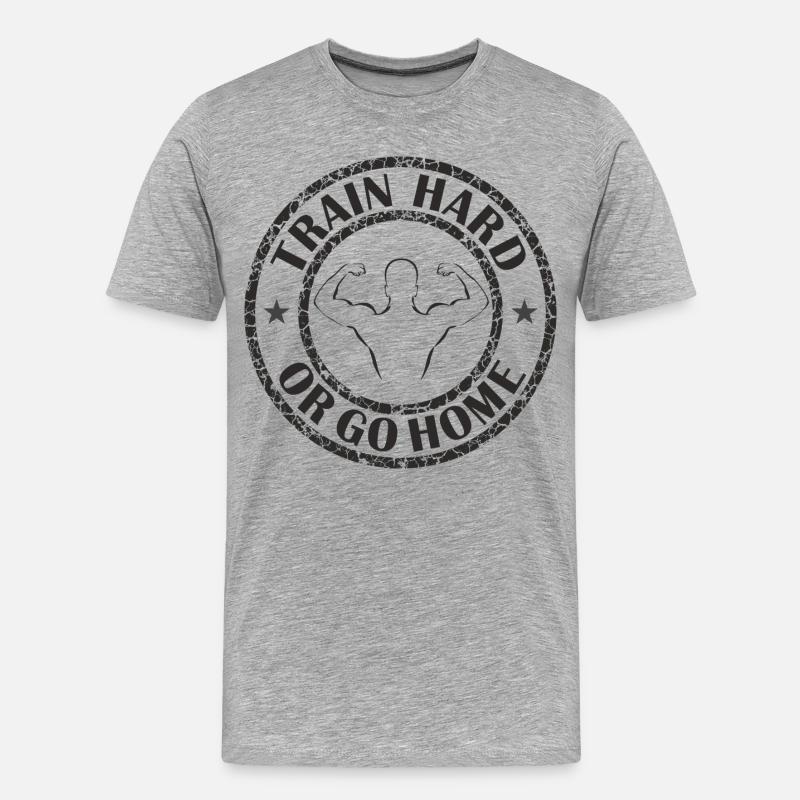 Trainiere hart oder geh nach Hause - Männer Premium Bio T-Shirt - Grau meliert