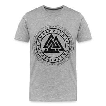 Valknut Vikings Celts Germanic knots runes - Men's Premium Organic T-Shirt - heather grey - Front - Damien (186cm)