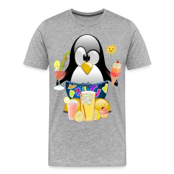 Pinguin, Eiscreme - Männer Premium Bio T-Shirt - Grau meliert - Vorne - Damien (186cm)