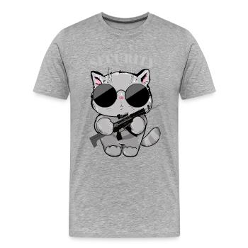 Agent de sécurité Cat avec pistolet - T-shirt bio Premium Homme - gris chiné - Devant - Damien (186cm)