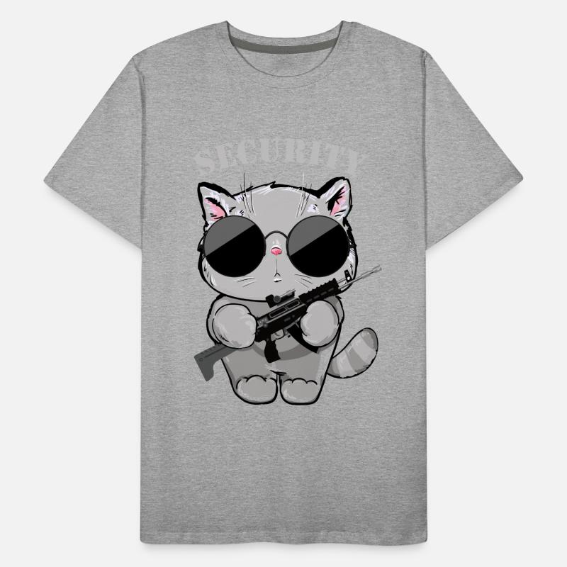 Agent de sécurité Cat avec pistolet T-shirt bio Premium Homme