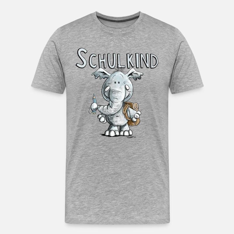Schulkind Elefant I Einschulung Geschenk - Männer Premium Bio T-Shirt - Grau meliert