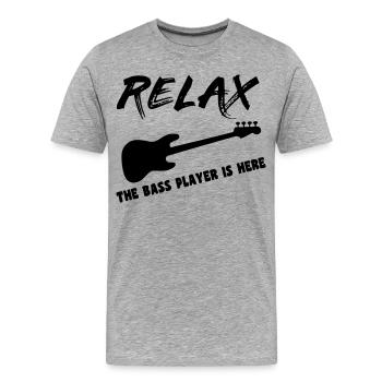 Le bassiste y est bassiste, musicien, instrument * - T-shirt bio Premium Homme - gris chiné - Devant - Damien (186cm)