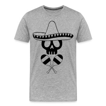 Tête de mort mexicaine noire - T-shirt bio Premium Homme - gris chiné - Devant - Damien (186cm)