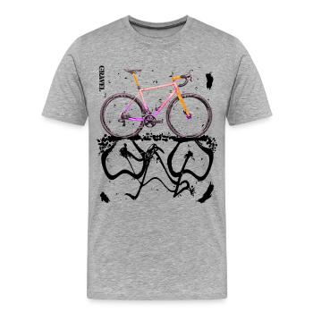 Cyclisme, aventure et liberté : le vélo de gravier - T-shirt bio Premium Homme - gris chiné - Devant - Damien (186cm)