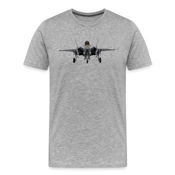 F-35 - T-shirt bio Premium Homme - gris chiné - Devant - Damien (186cm)
