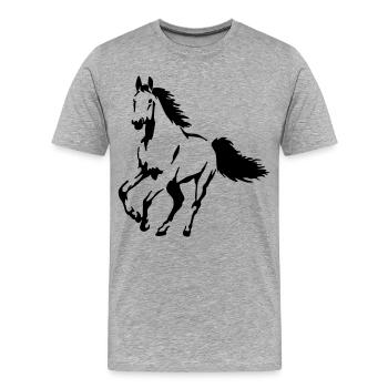 étalon - jument - poulain - cheval - T-shirt bio Premium Homme - gris chiné - Devant - Damien (186cm)