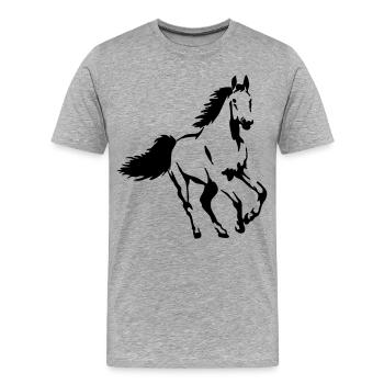 Cheval Animal Étalon Mare Poulain - T-shirt bio Premium Homme - gris chiné - Devant - Damien (186cm)