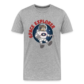 Astronaute Explorateur de l’espace sur fond rond. - T-shirt bio Premium Homme - gris chiné - Devant - Damien (186cm)