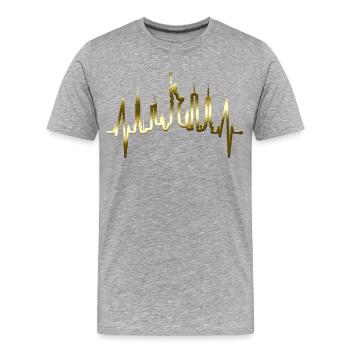 New York Skyline Herzschlag Herz USA Geschenk NY - Männer Premium Bio T-Shirt - Grau meliert - Vorne - Damien (186cm)