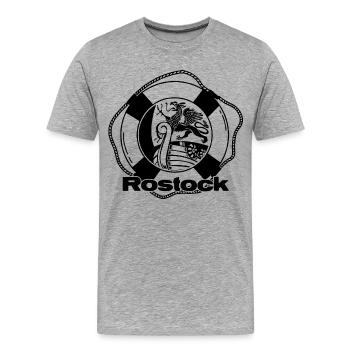 Rostock Rettungsring - Männer Premium Bio T-Shirt - Grau meliert - Vorne - Damien (186cm)