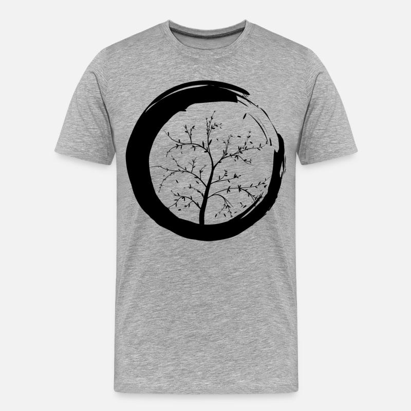 Lebensbaum Zen Baum Herbst - Männer Premium Bio T-Shirt - Grau meliert