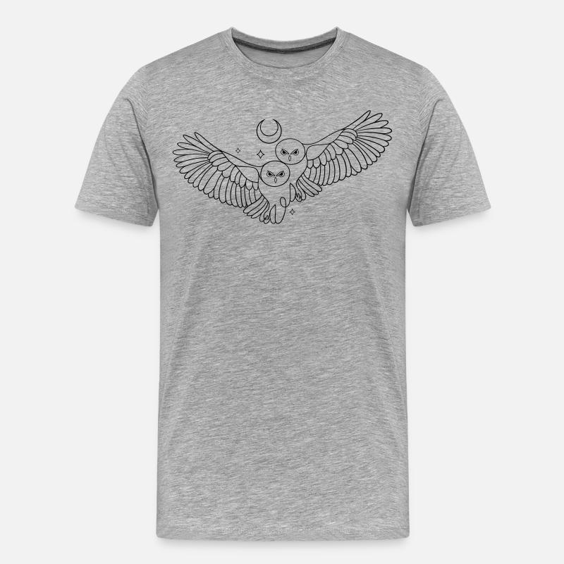 Eule Eulen Mond Liebe Infinity - Männer Premium Bio T-Shirt - Grau meliert