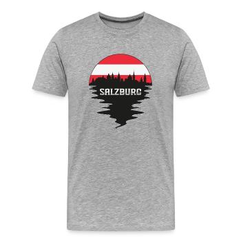Salzbourg Autriche Skyline Silhouette Drapeau Autrichien - T-shirt bio Premium Homme - gris chiné - Devant - Damien (186cm)