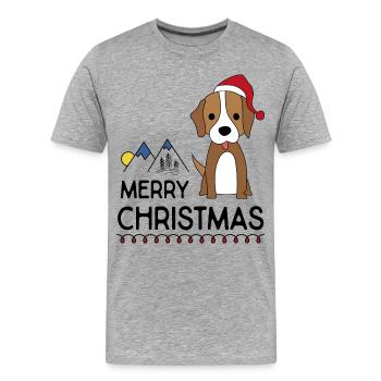 Noël drôle avec un chien pour des amis - T-shirt bio Premium Homme - gris chiné - Devant - Damien (186cm)