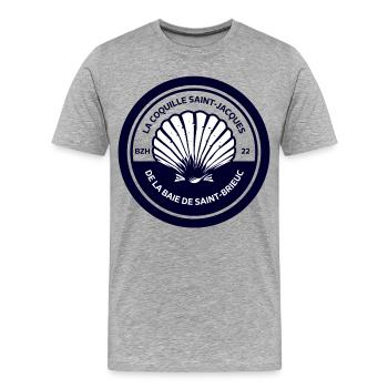 La Coquille Saint Jacques Baie de Saint-Brieuc - T-shirt bio Premium Homme - gris chiné - Devant - Damien (186cm)