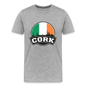 Cork Ireland Skyline Travel Souvenir Irish Flag - Men's Premium Organic T-Shirt - heather grey - Front - Damien (186cm)