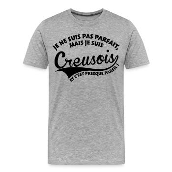 Parfait Creusois - T-shirt bio Premium Homme - gris chiné - Devant - Damien (186cm)