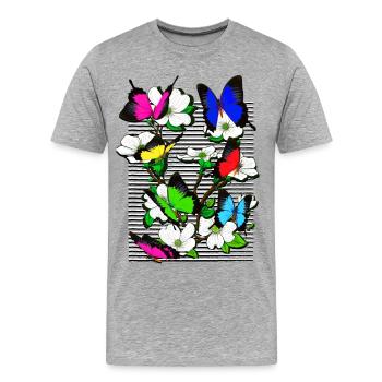 Papillon Butterfly - butterfly - bouquet of flowers - Men's Premium Organic T-Shirt - heather grey - Front - Damien (186cm)