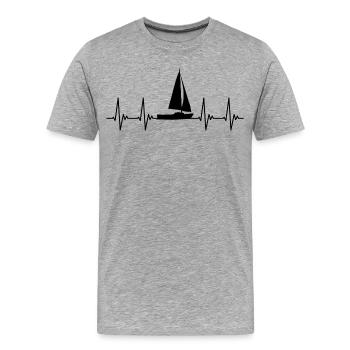 Voilier, électrocardiogramme, voile, rythme cardiaque, rythme cardiaque pulsé - T-shirt bio Premium Homme - gris chiné - Devant - Damien (186cm)