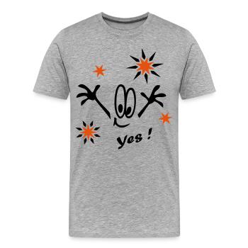 Silvester, Sterne, Yes - Männer Premium Bio T-Shirt - Grau meliert - Vorne - Damien (186cm)