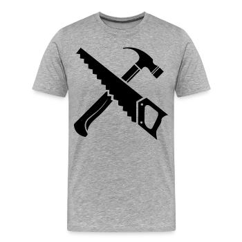 saw hammer tool icon saw Logo icon - Men's Premium Organic T-Shirt - heather grey - Front - Damien (186cm)