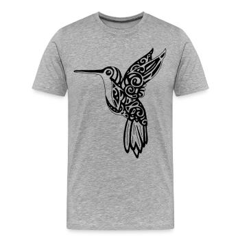 Schwarzer Kolibri-Vogel - Männer Premium Bio T-Shirt - Grau meliert - Vorne - Damien (186cm)