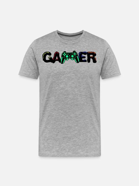 Gamer Games Zocker Controller Game Console Player - Men's Premium Organic T-Shirt - heather grey
