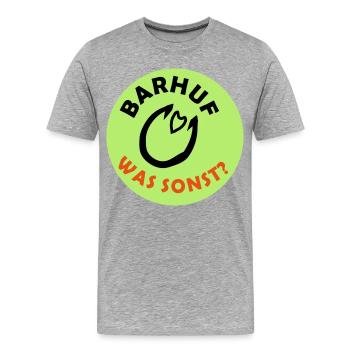 Cheval de sabots affirmés pieds nus - T-shirt bio Premium Homme - gris chiné - Devant - Damien (186cm)
